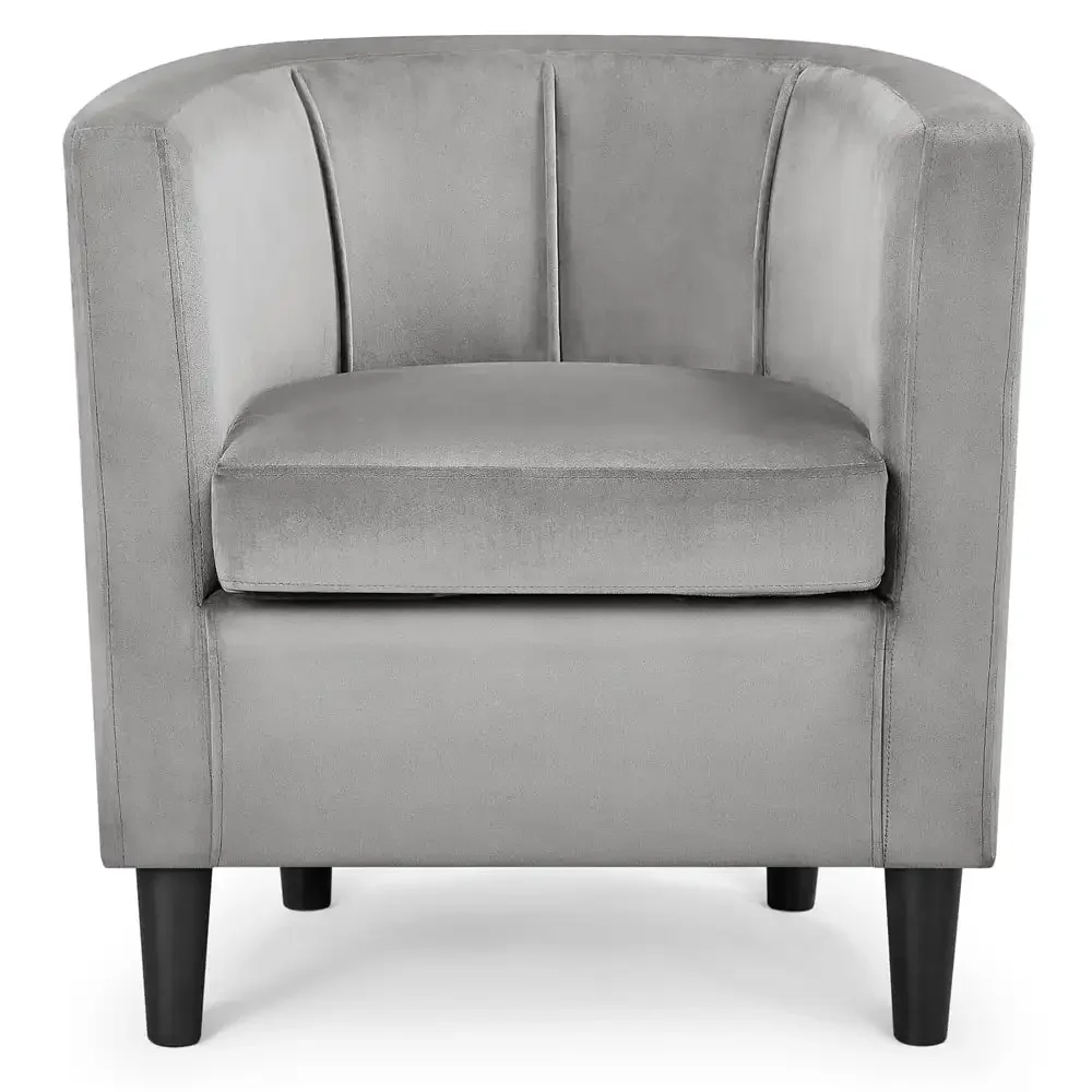 Contemporary Barrel Accent Arm Chair, Gray Velvet lounge chair  sofa set living room furniture