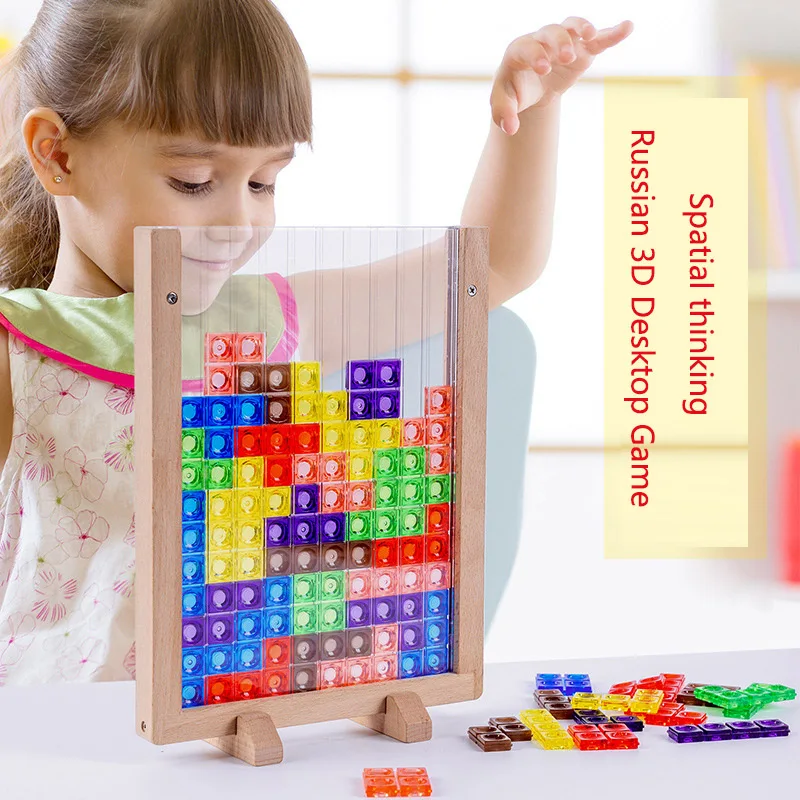 Creative Three-dimensional тетрис Russian 3D Desktop Game Tangram Math Toys Building Blocks Board Kids Educational For Children