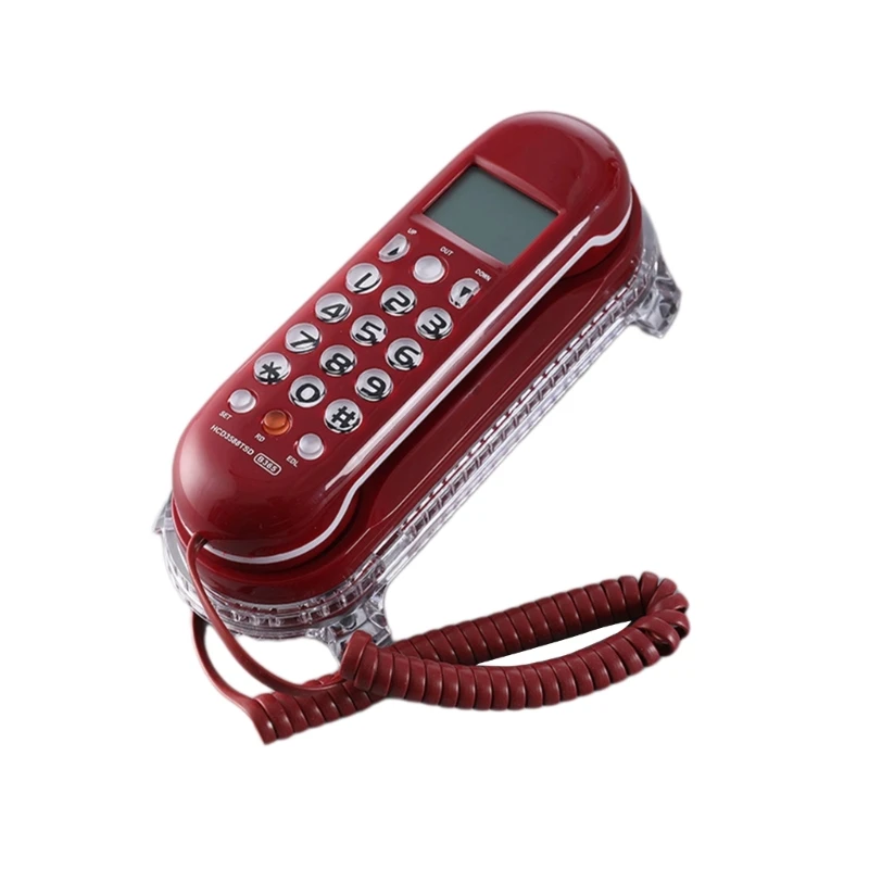 Crystal Base Mini Telephone Fixed Landline Phone B365 Small Wall mounted Phone Improved Display Feature E65C