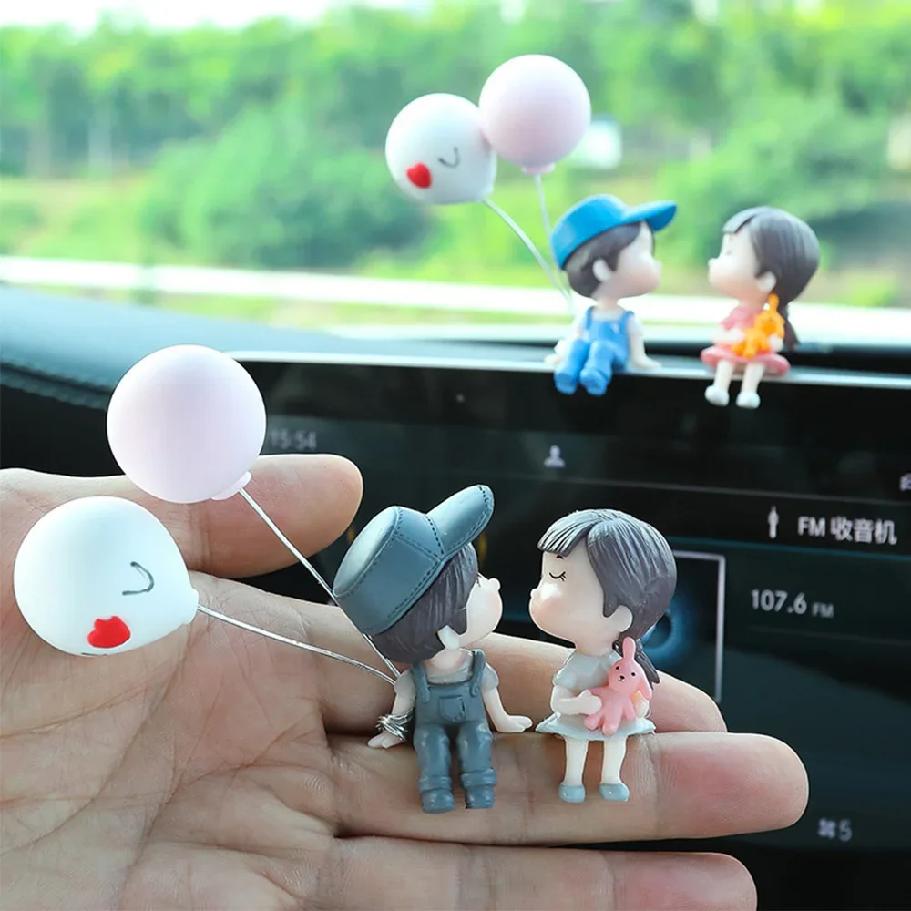 Cute Cartoon Couples Action Figure Figurines Balloon Ornament Desktop Home Decoration Auto Interior Dashboard Decor