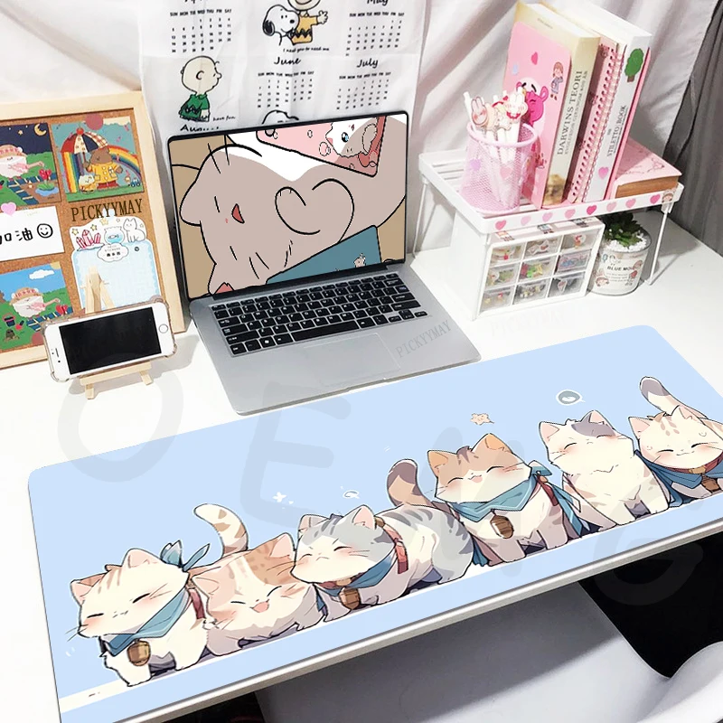 Cute Cat Mouse Pad Kawaii Office Mousepads Big Gaming Mousepad XXL Mouse Mat Large Keyboard Mat Desk Pad For Computer Laptop