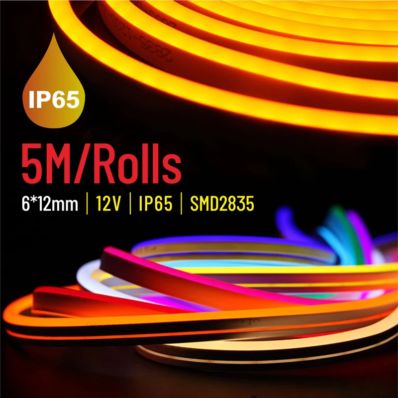 DC12V Flexible Silicone Neon LED Strip 120LEDs/M SMD2835 Low Voltage 6*12 shape Waterproof 5M For Home Party NeonSignal Decoration