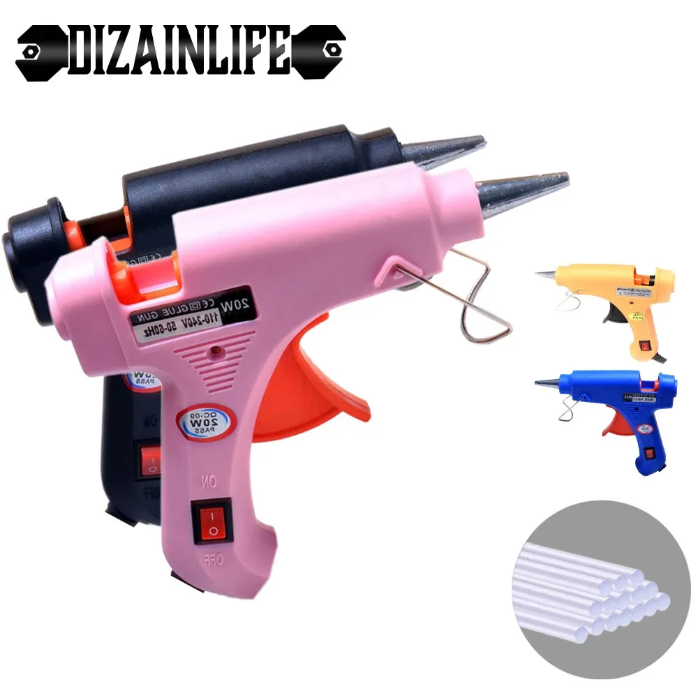 DIZAINLIFE 20W EU Hot Melt Glue Gun 7mm Glue Sticks DIY Mini Electric Heat Temperature Repair Tool Industrial Thermo