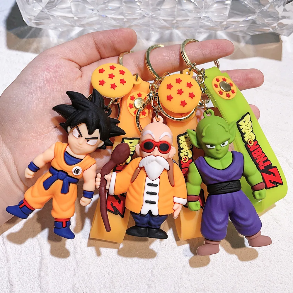 DRAGON BALL Z Anime Figures Goku Vegeta Piccolo Raditz Broli Rubber Doll Keychain Bag Keyring Charm Kids Toys Birthday Gifts