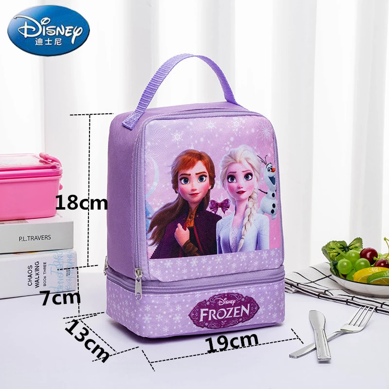 Disney Cartoon Frozen 2 Cute Student School Bag Double Layer Lunch Bag Children’s Portable Lunch Box Bag Student Lunch Bag