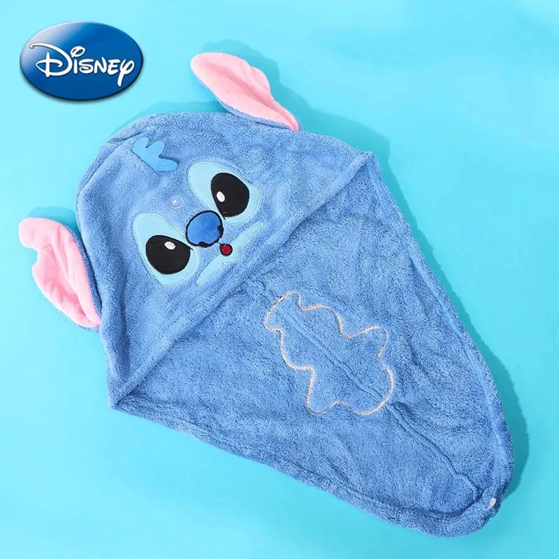 Disney Lilo and Stitch Hair Towel Cartoon Anime Figures Quick Dry Hat Super Absorbent Cap Bath Wrap Wipe Towels Girl Women Gifts