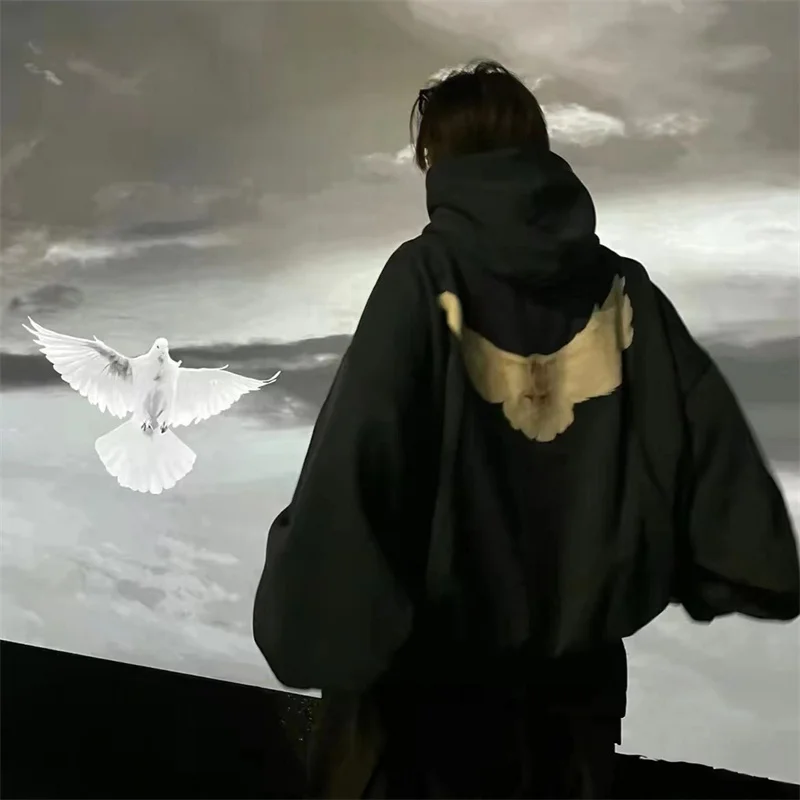 Double Layer 1.6kg Heavy Fabric YZY Kanye West Hoodie Men Women 1:1 Best Quality Dove Print Season 6 Oversized Pullover