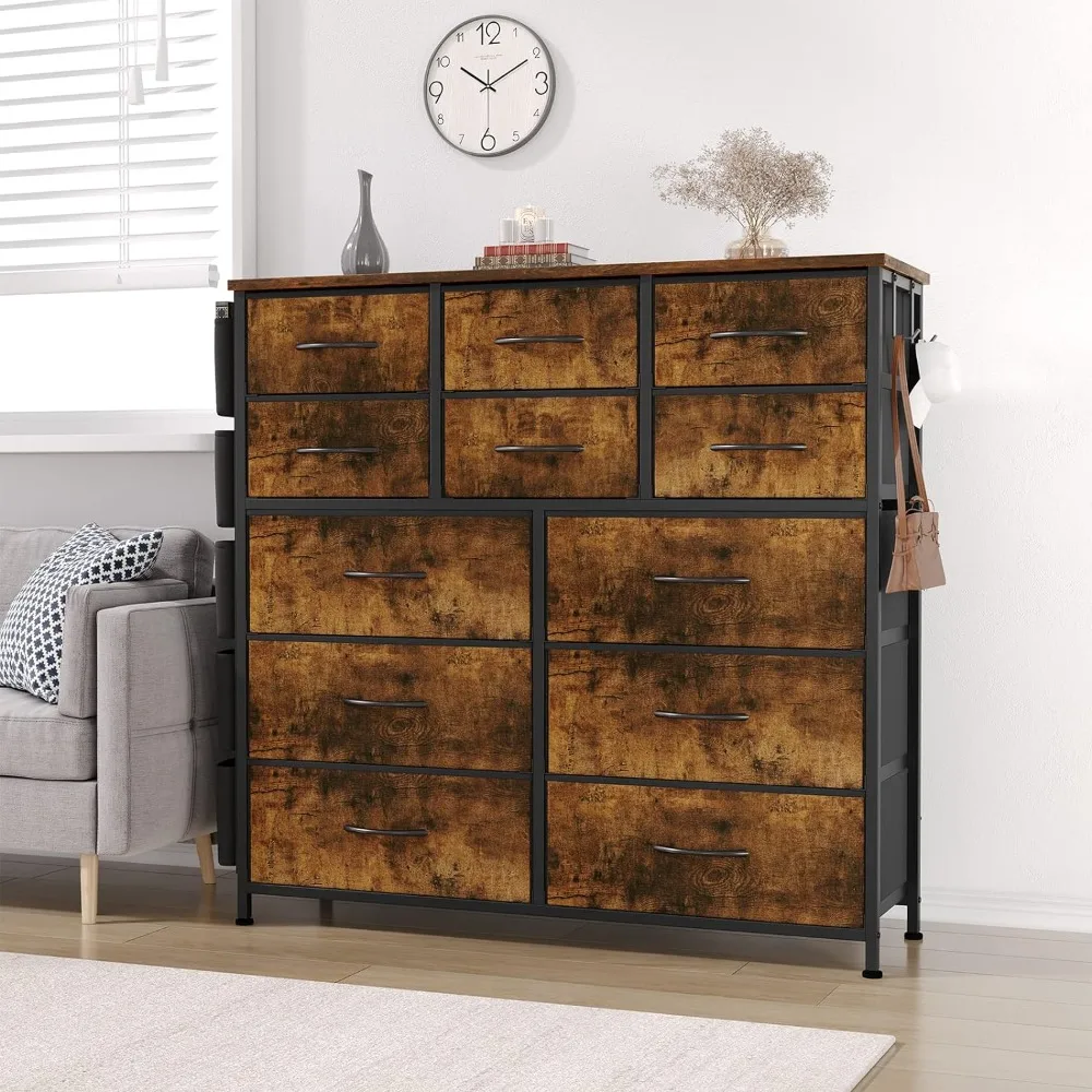 Dresser for Bedroom with 12 Drawer, Dressers & Chests of Drawers for Hallway, Entryway, Sturdy Metal Frame, Wood Tabletop