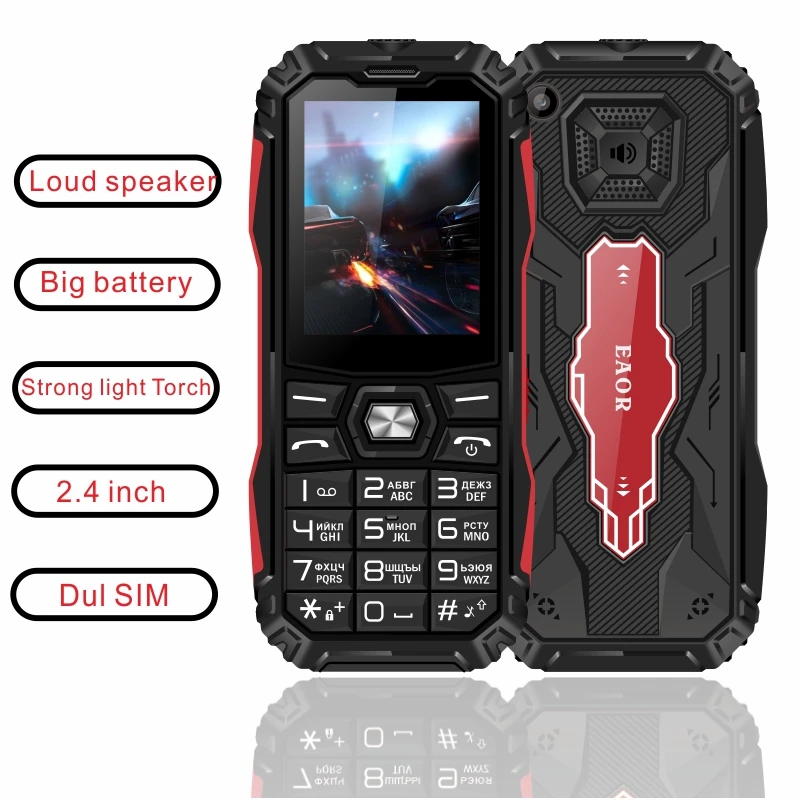 EAOR 2.4 screen Feature Dual SIM card long standby Keypad bar BOX Loudspeaker strong light Torch cellular cell ordinary phone