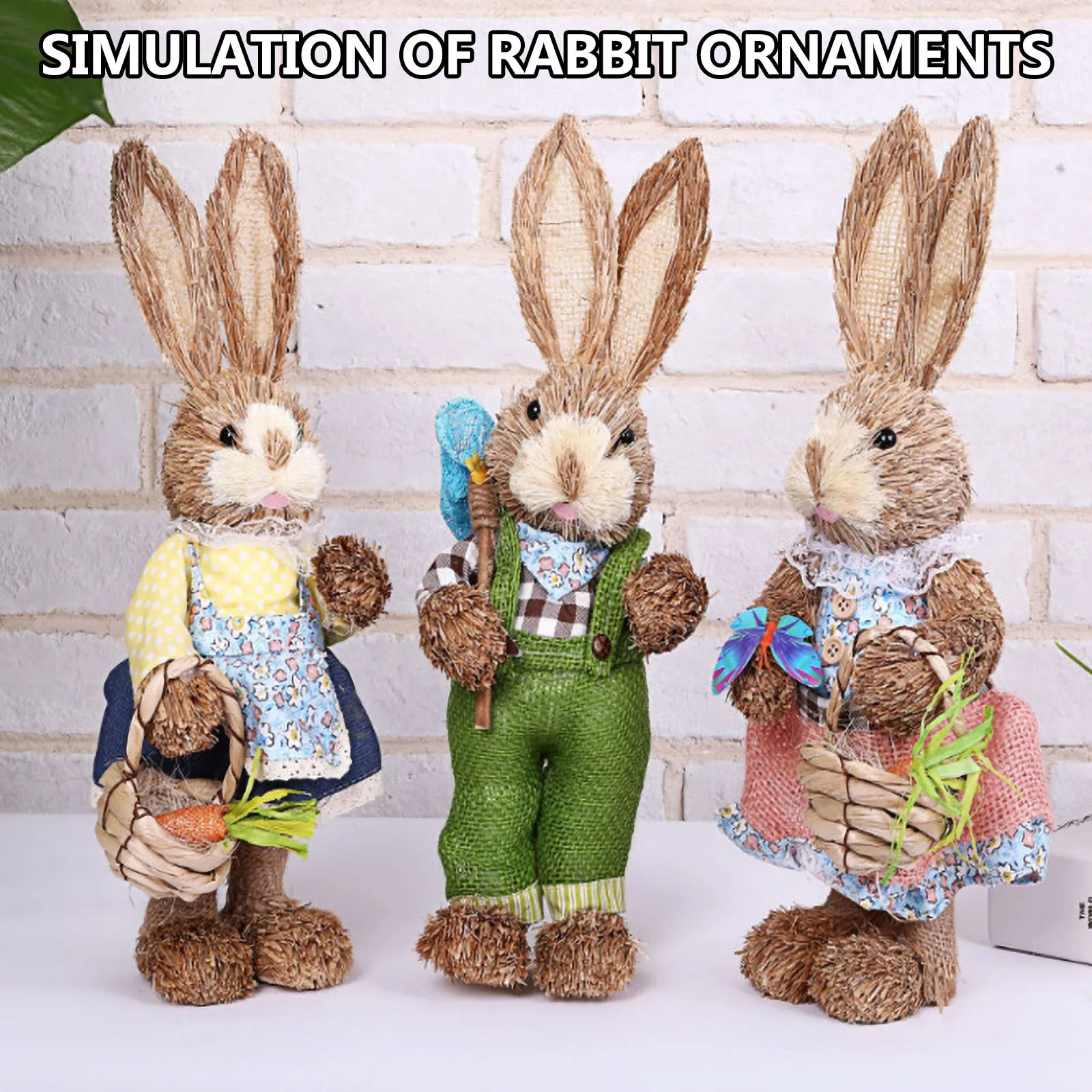 Easter Simulation Bunny Home Garden Bunny Decoration Creative Straw Bunny