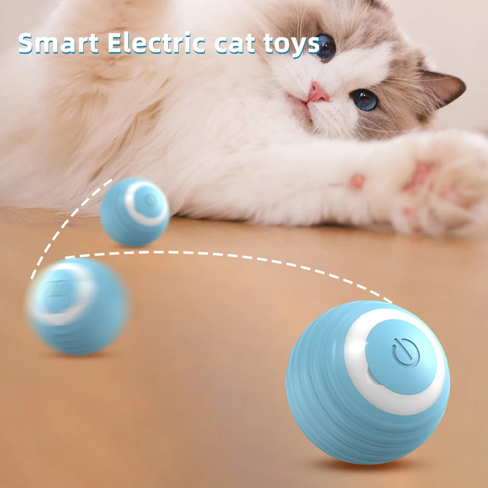 Electric Cat Ball Toys Automatic Rolling Smart Cat Toys Interactive for Cats Training Self-moving Kitten Toys for Indoor Playing