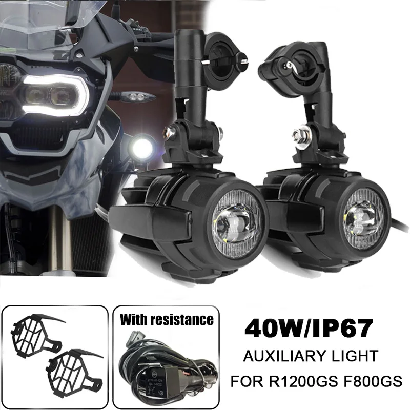 FADUIES 2Pcs/set Universal Motorcycle LED Auxiliary Light Car Fog Light Assemblie Driving Lamp For BMW R1200GS/ADV/F800GS