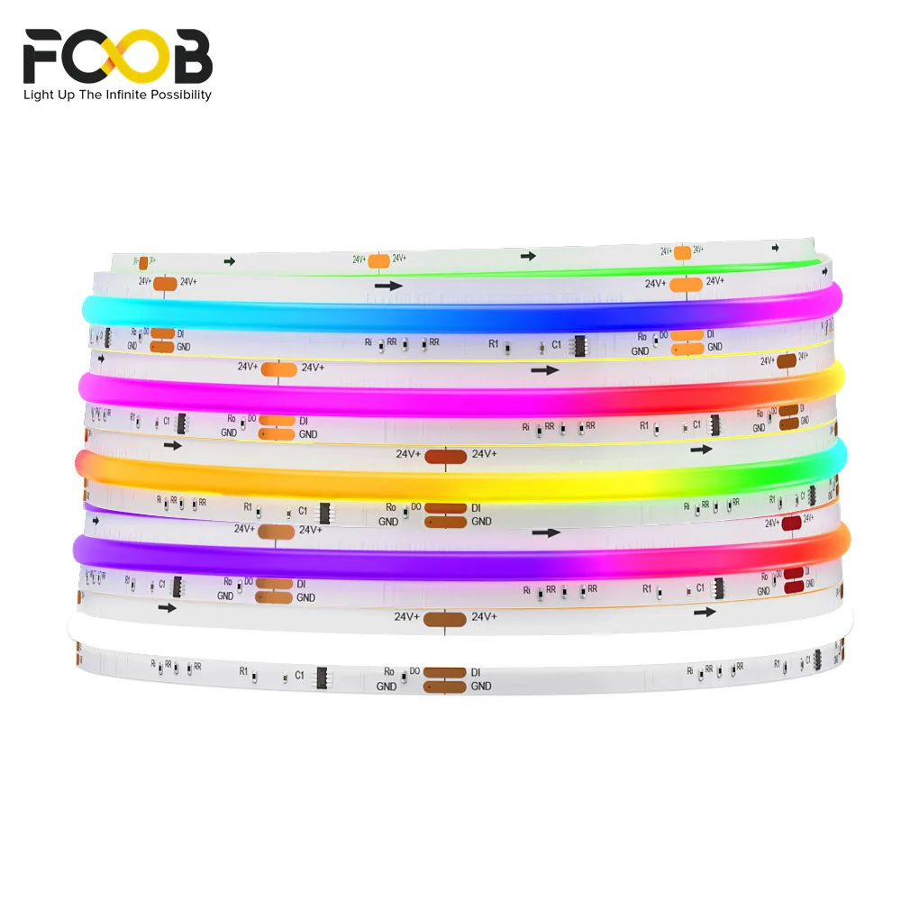 FCOB SPI RGBW IC LED Light Strip 784 LEDs WS2814 Addressable Dream Color 10mm DC24V SK6812 High Flexible FOB COB Lights Room Dec