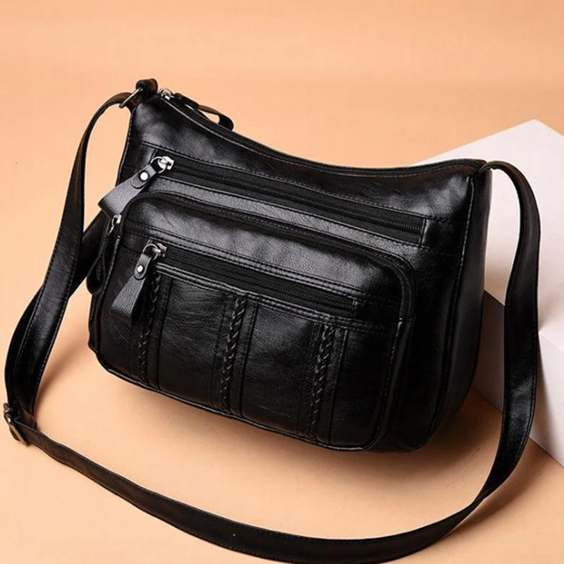 Fashion Casual Female Shoulder Bag Soft PU Shoulder High-quality Multi-pocket Solid Color Ladies Crossbody Bags