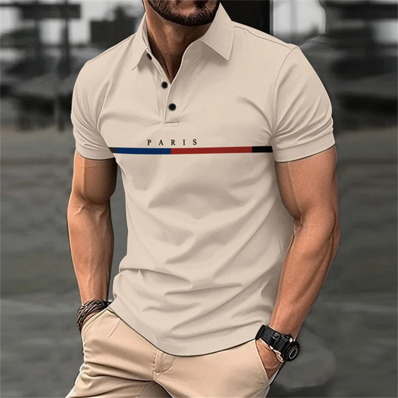 Fashion Funny Letter Print Polo T-Shirts Casual Lapel Men’s Shirt Summer Breathable Golf Wear Oversized Short Sleeve Sports Tops