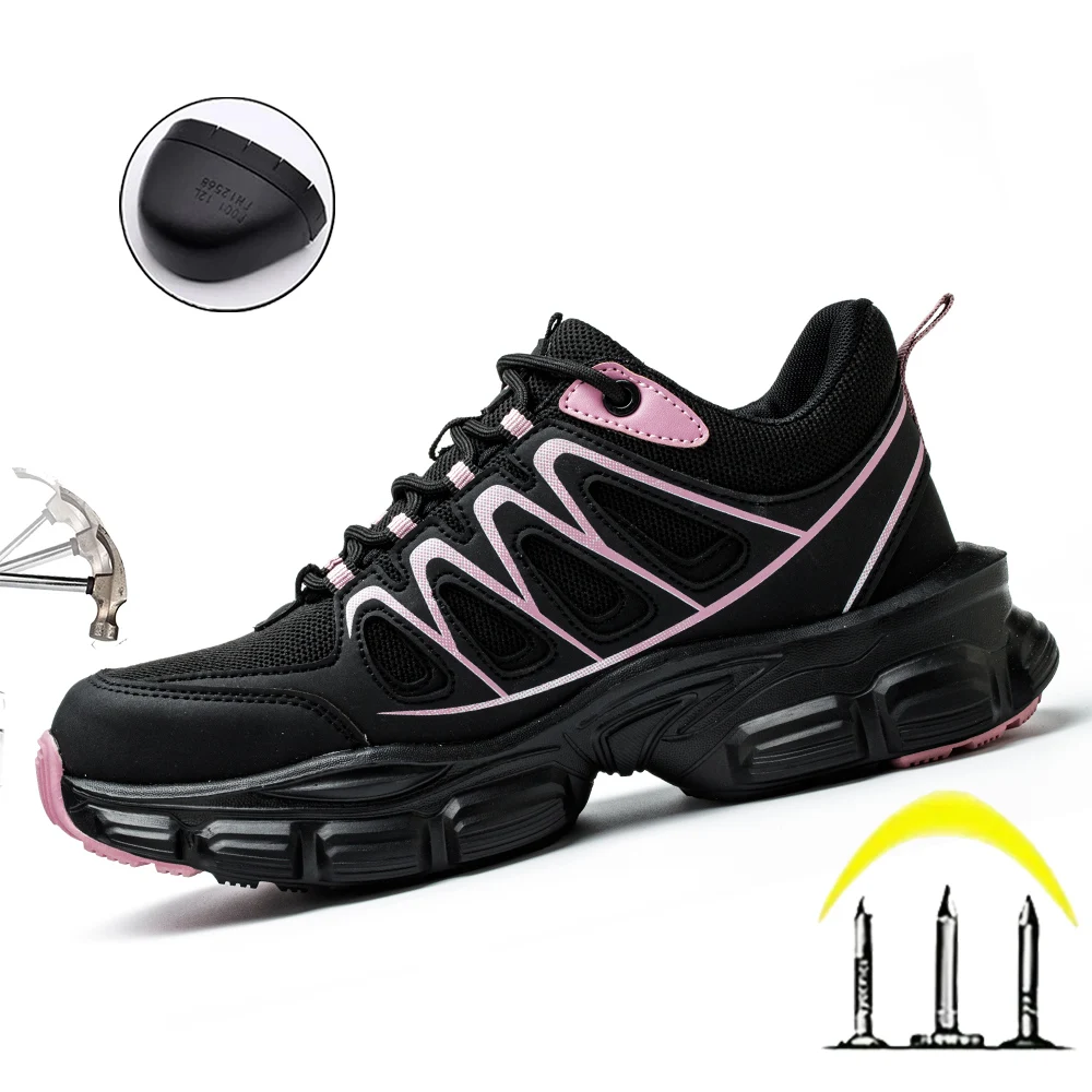 Fashion Safety Shoes Women Work Sneakers Indestructible Shoes Puncture-Proof Protective Shoes Work Boots Steel Toe Shoes Light