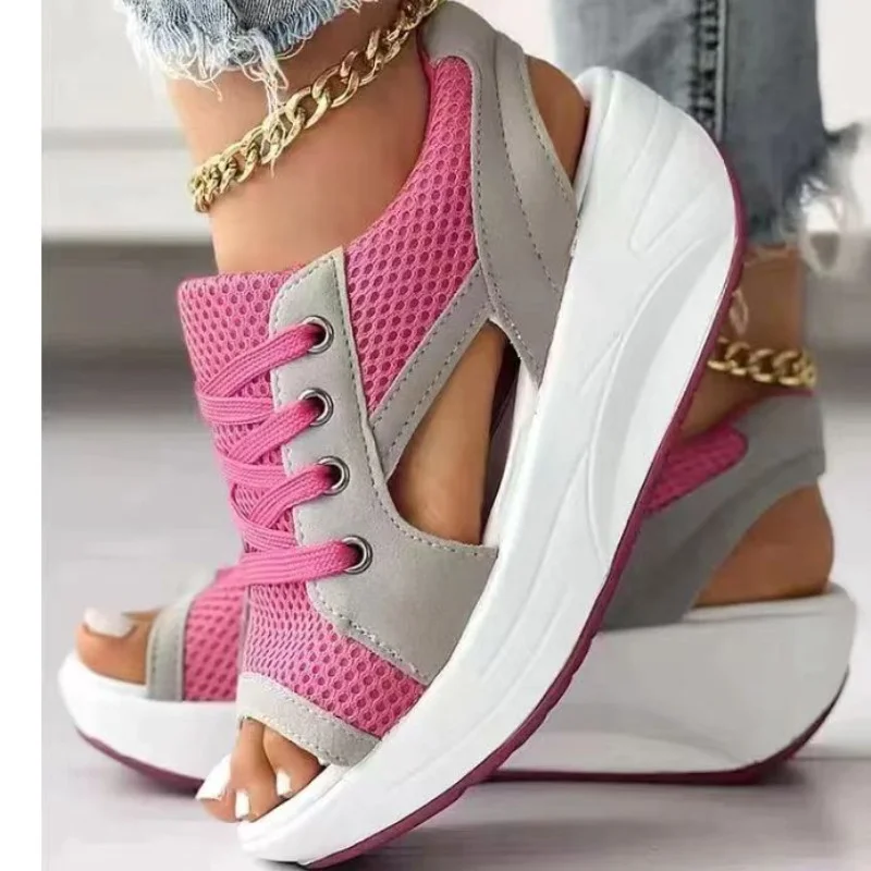 Fashion Women Sandals Summer New Lady Platform Chunky (*43*) Mesh Open Toe Casual Sports Ladies Shoes Plus Size 43