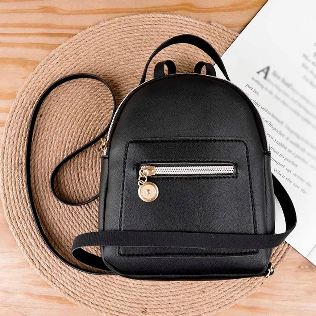 Fashion Women Shoulders Small Backpack Letter Purse Mobile Phone Messenger Adjustable Zipper Elegant Solid Bag