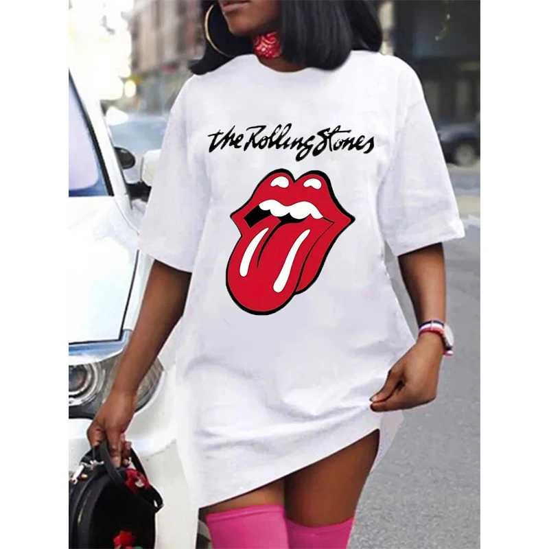 Fashion Women T-Shirts Summer Tops Tees Hip Hop Mouth Print Women Tshirt Casual Cotton Short Sleeve Streetwear Women’s Clothing