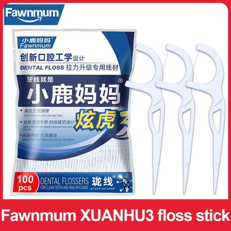 Fawnmum Dental Floss Picks 100pcs Dentistry Tool for Teeth Cleaning Disposable Toothpicks Interdental Brush Oral Hygiene Beauty