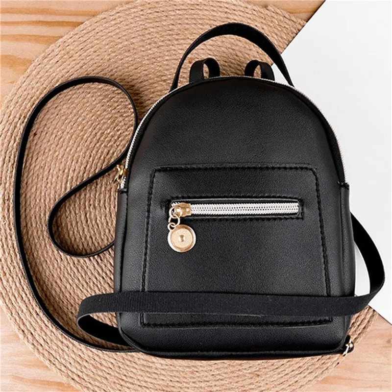 Female Backpack PU Small Teenage Girls Fashion Leisure Zipper Shoulder Bag Knapsack High-capacity Women Mini School Backpack