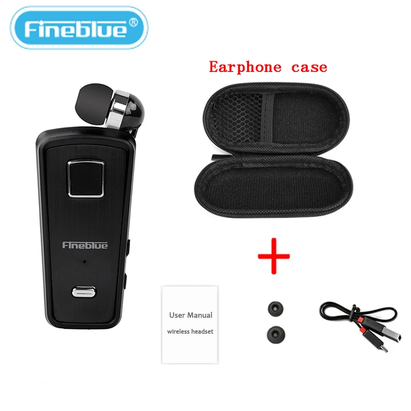 Fineblue F980 Wireless Retractable Portable Mini Bluetooth Headset Calls Remind Vibration Wear Clip Sports Running Earphone