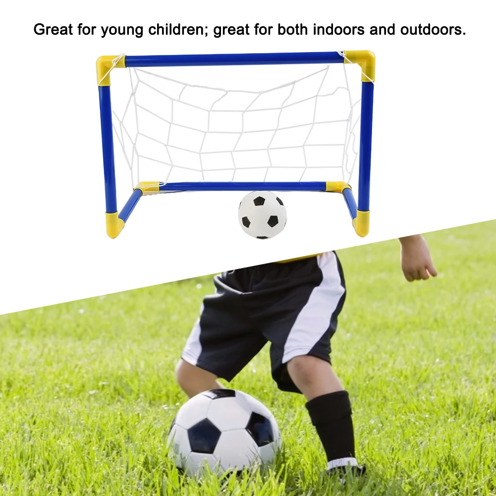 Folding Mini Football Soccer Goal Post Net Set With Pump Kids Sport Indoor Outdoor Home Games Toys Child Birthday Gift Plastic