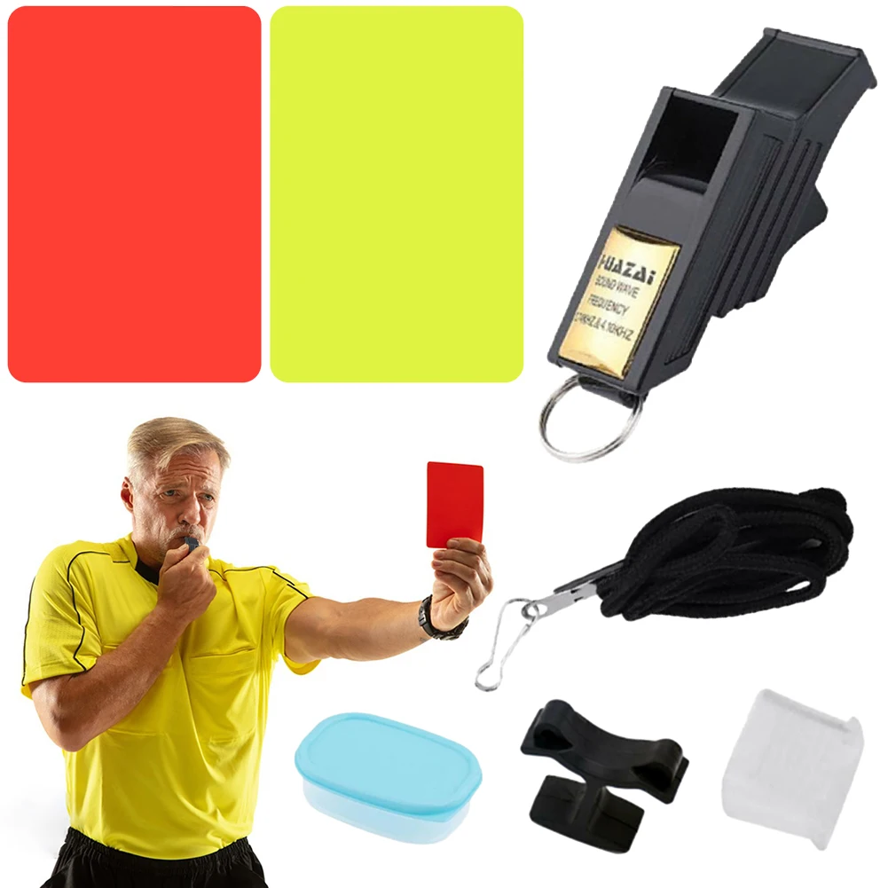 Football Whistle Referee Card Set Sports Whistle Portable Red and Yellow Cards Multifunction Lightweight Football Accessories