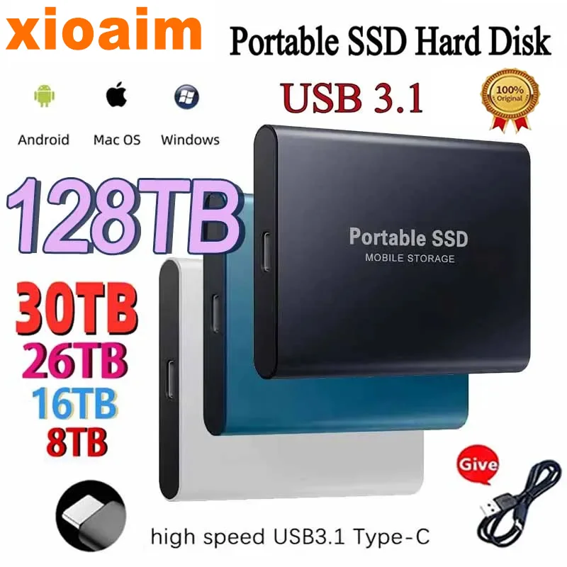 For Xiaomi SSD Hard Disk 1TB 2TB 500GB 128TB Hard Drive Original SSD Hard Disk Portable Electronics for Laptops/Computer/PC