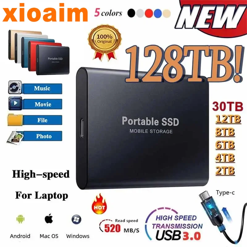 For Xiaomi SSD Original Hard Disk 1TB 2TB 500GB 128TB Hard Drive High-speed Hard Disk Portable Electronics for Laptops/Computer