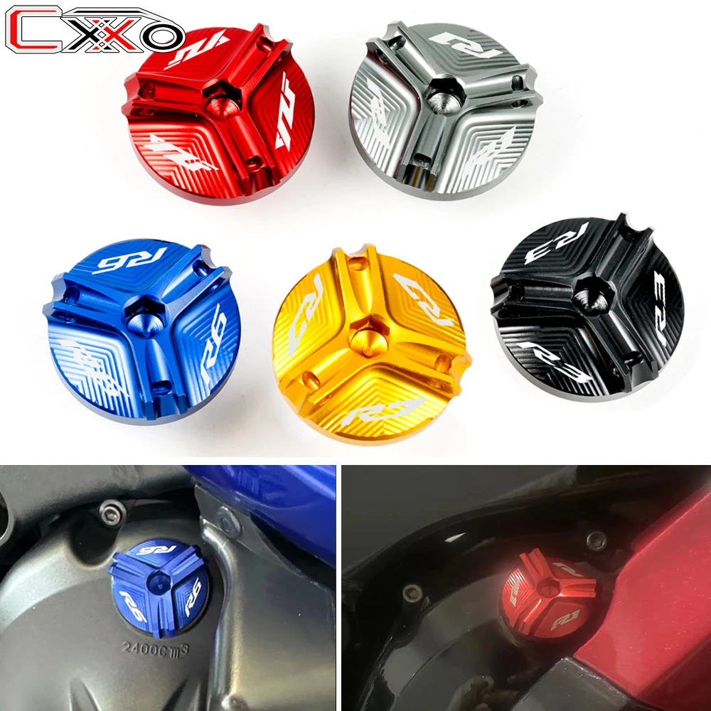 For Yamaha YZF R1 R1M R3 YZFR6 R6 S YZF R7 YZFR7 2008-2023 Motorcycle Accessories Aluminum Engine Oil Filler Cap Oil Plug Cover