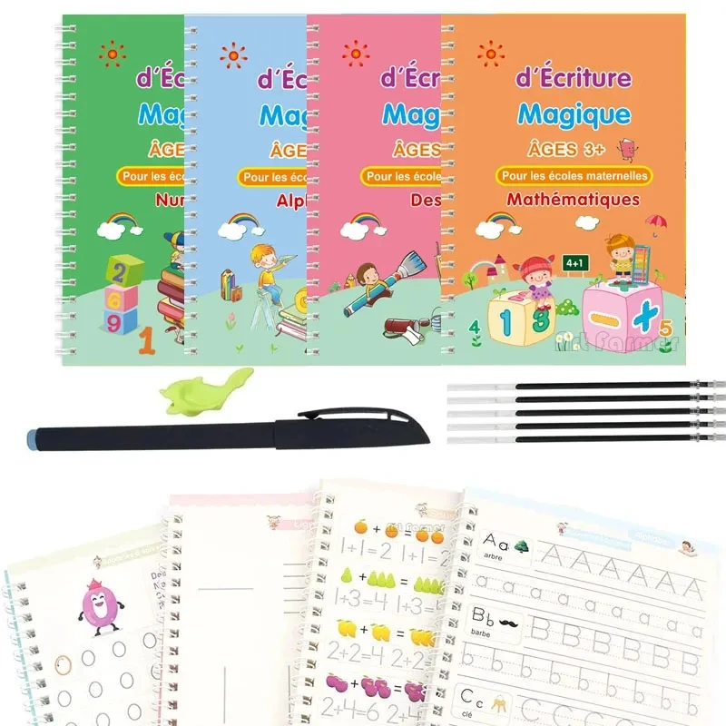 French Magic Copybook Calligraphy Notebook for Kids Montessori Child Writing Children Alphabet Reusable Educational Book