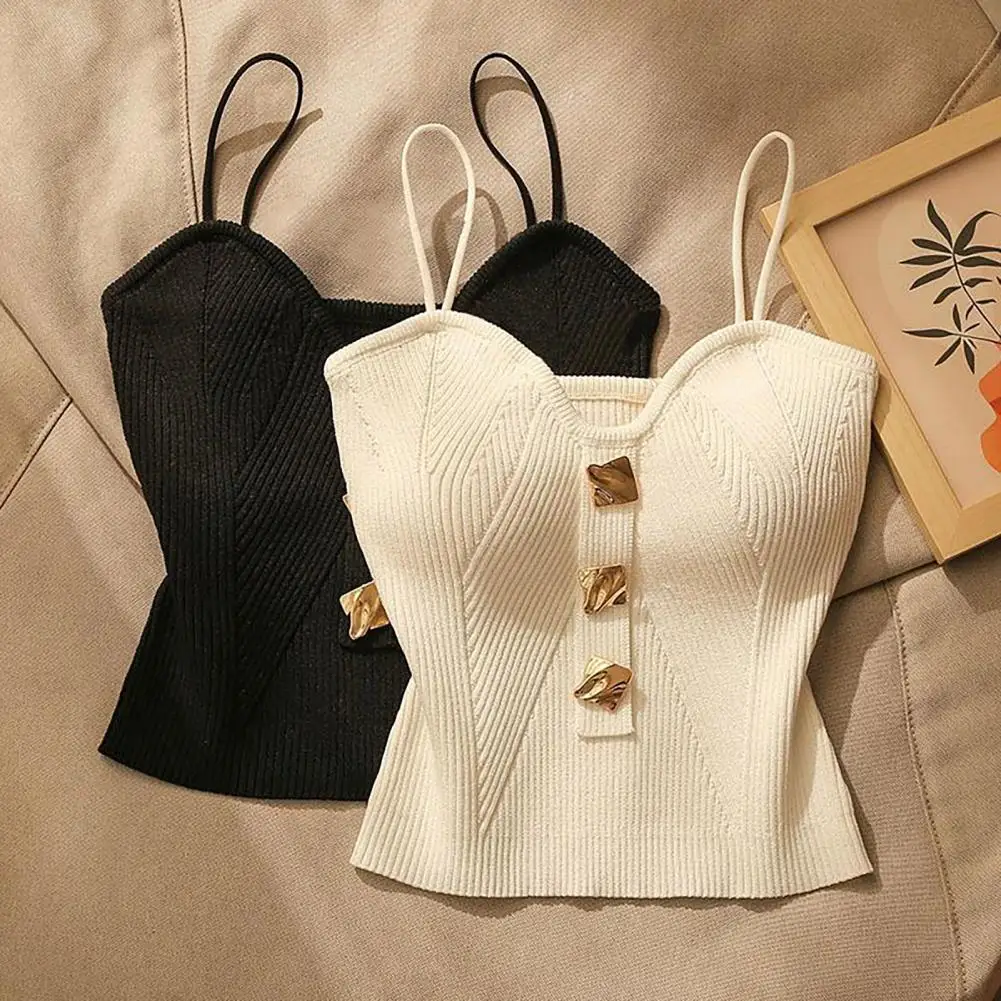 French Style Cross-knit Suspender Women’s Summer Wear Sexy Beauty Camisole Slim High-end Bottom Bandeau Top