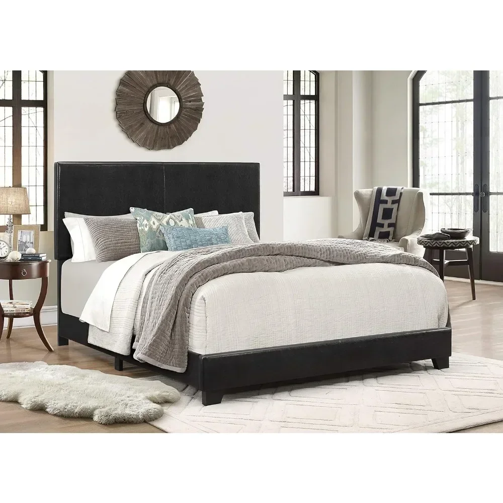 Full size bed body, queen size bed, bedroom furnishings, upholstered board bed, black platform bed