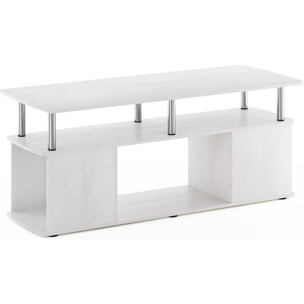 Furinno Utility Design Coffee Table, White Oak/Chrome, Living Room Furniture,  Coffee Tables,Home Furniture