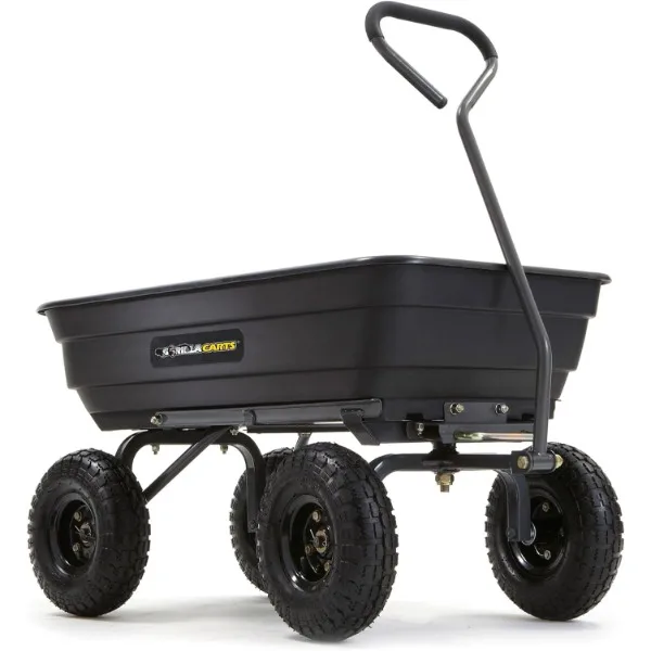 Gorilla Carts Poly Garden Dump Cart with Easy to Assemble Steel Frame, Camping Beach Wagon w/Quick Release System