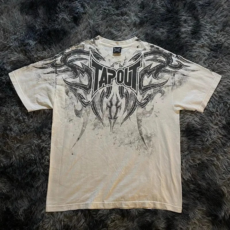 Gothic Summer New Tapout Tshirt Women Cotton Printed Short-sleeved Y2k Punk Round Neck Retro Casual Niche T-shirt Women Clothing