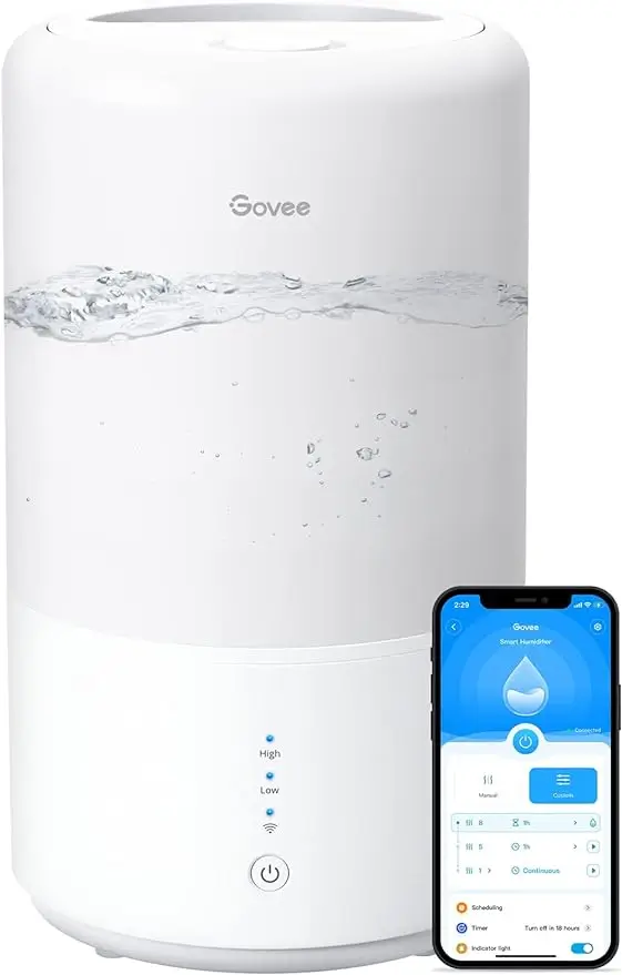 Govee Smart WiFi Humidifiers for Bedroom, Top Fill Cool Mist Humidifiers for Baby and Plants, Work with Alexa, Auto Humidity