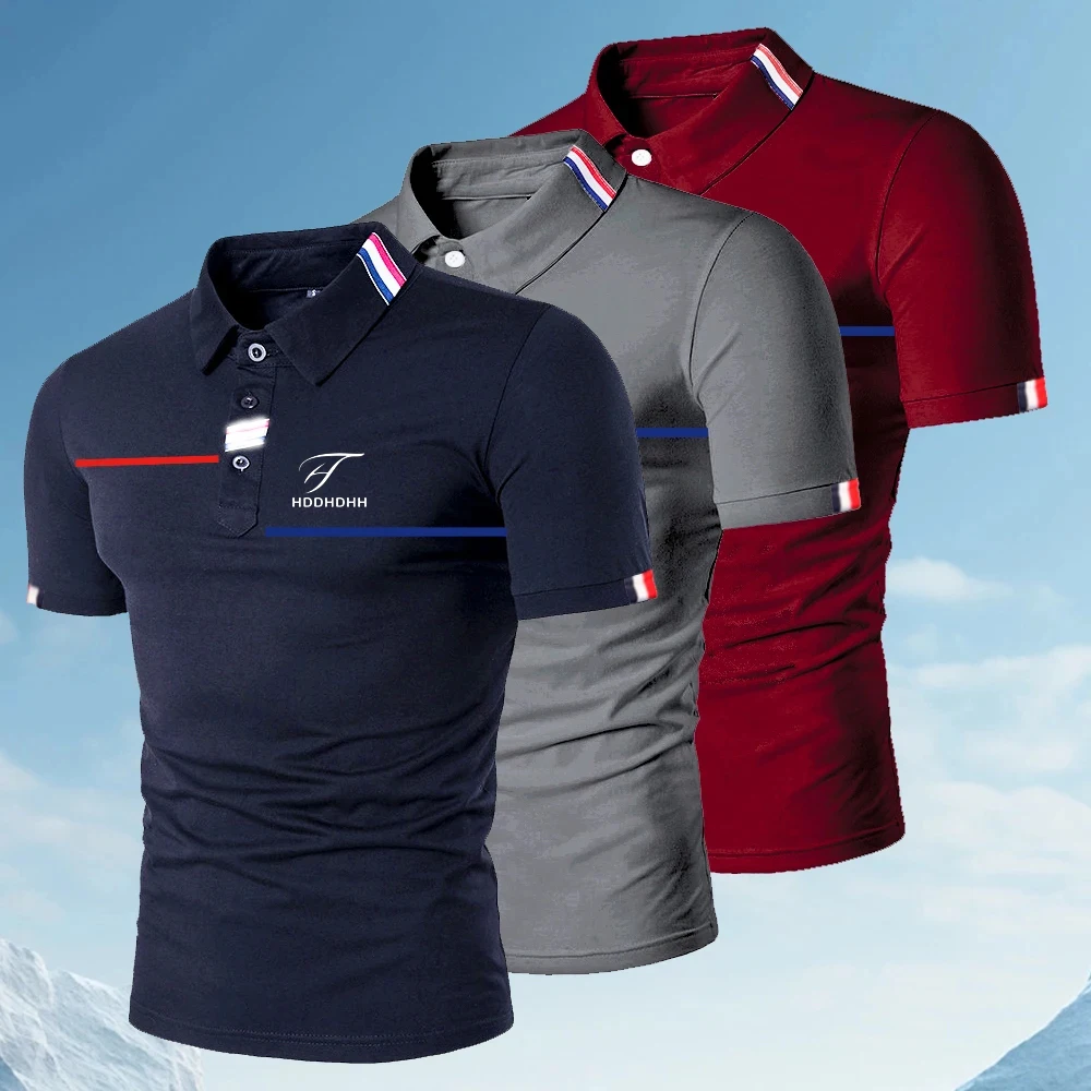 HDDHDHH Brand Printing Polo Shirt Casual Solid Color T-shirt Men’s Breathable Golf Tee