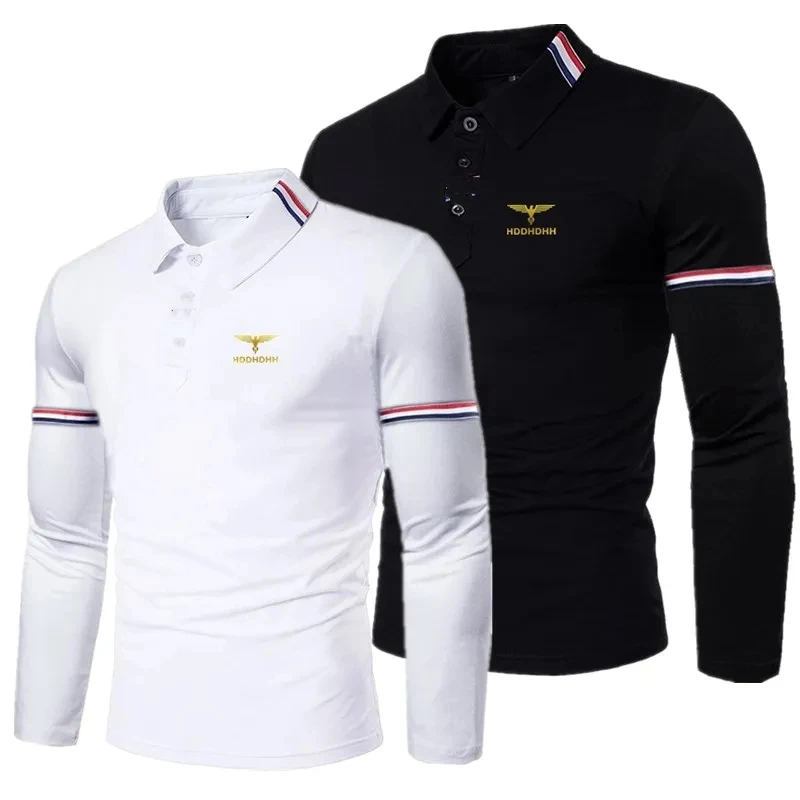 HDDHDHH Fall Men’s Long Sleeve Lapel Polo Shirt