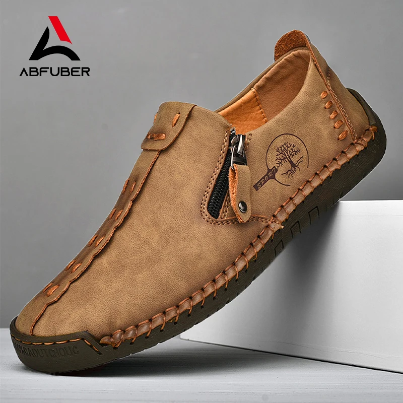 Handmade Leather Men Shoes Casual Slip On Loafers Breathable Leather Shoes Men Flats Hot Sale Moccasins Tooling Shoes Plus Size