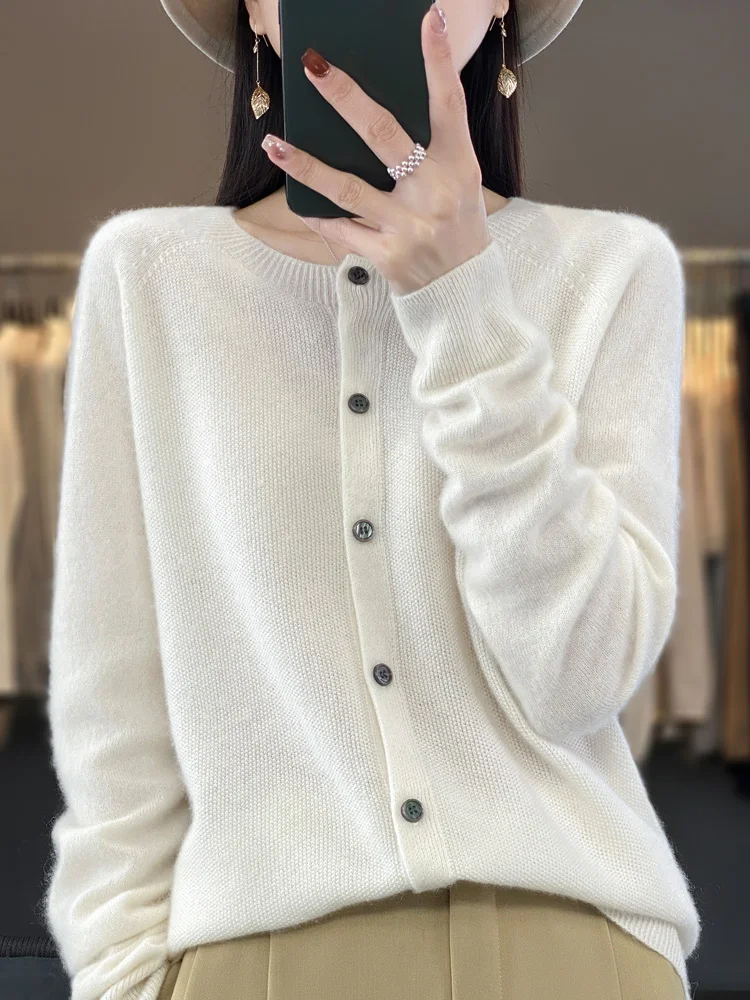 High Quality Round Neck Long Sleeve Cashmere 100% Merino Wool Pullover Women Sweater Coat Top