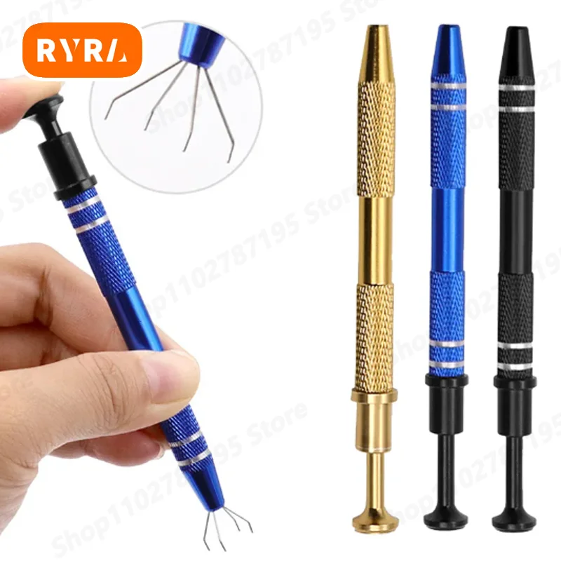 IC Extractor Four Claw Electronic Component Grabber IC Chip Extractor Chip Screw Picker Tweezers Metal Grabber Repair Hand Tools