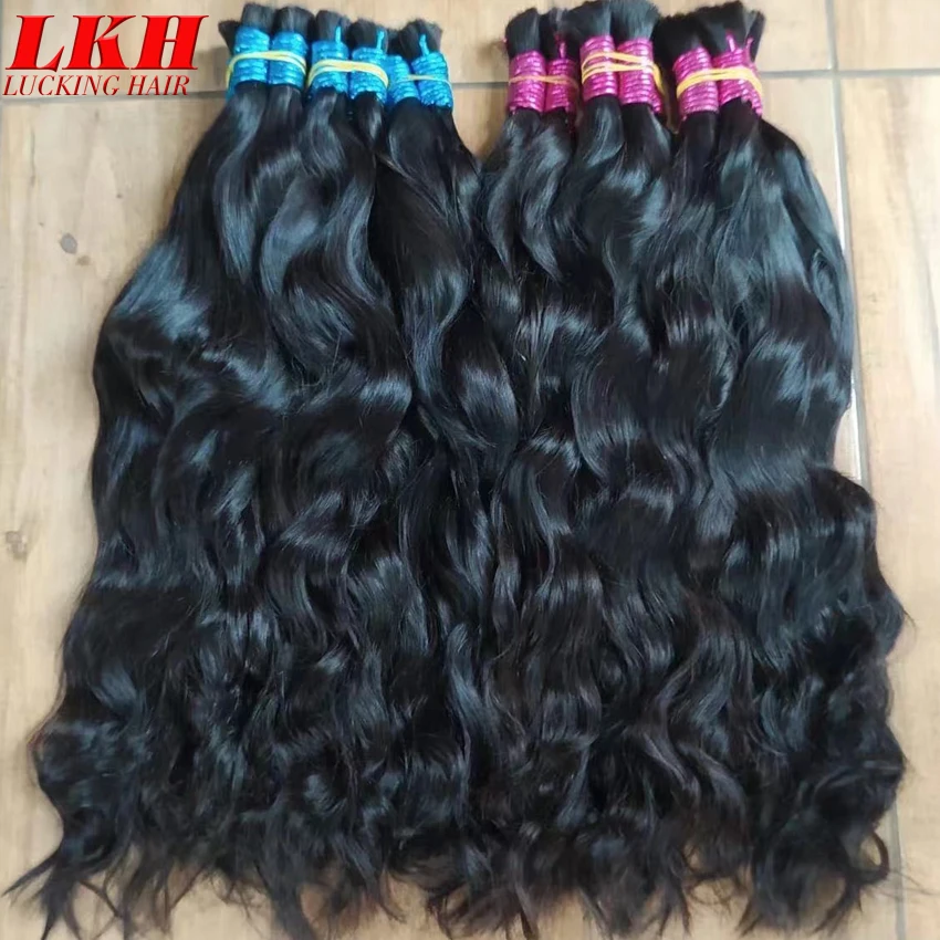 Indian Raw Vietnamese Lucking Human Hair Bundles For Braiding Unprocessed No Weft Full Ends Thicker Human Hair Bulk Extensions