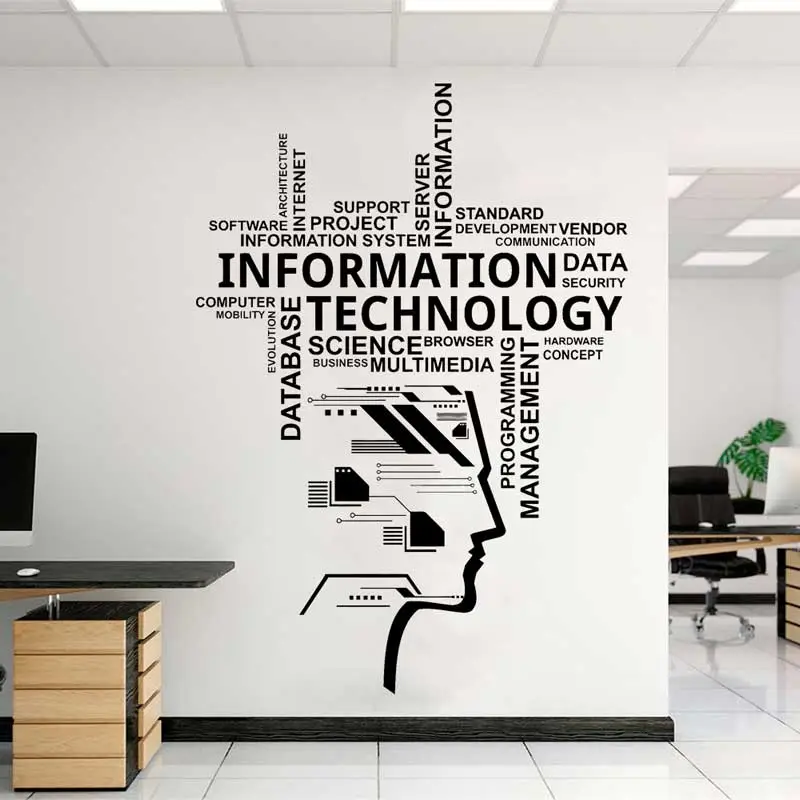 Information Technology Vinyl Wall Decal Educational Engineering Software Technology Company Office Decoration Sticker Gift B6