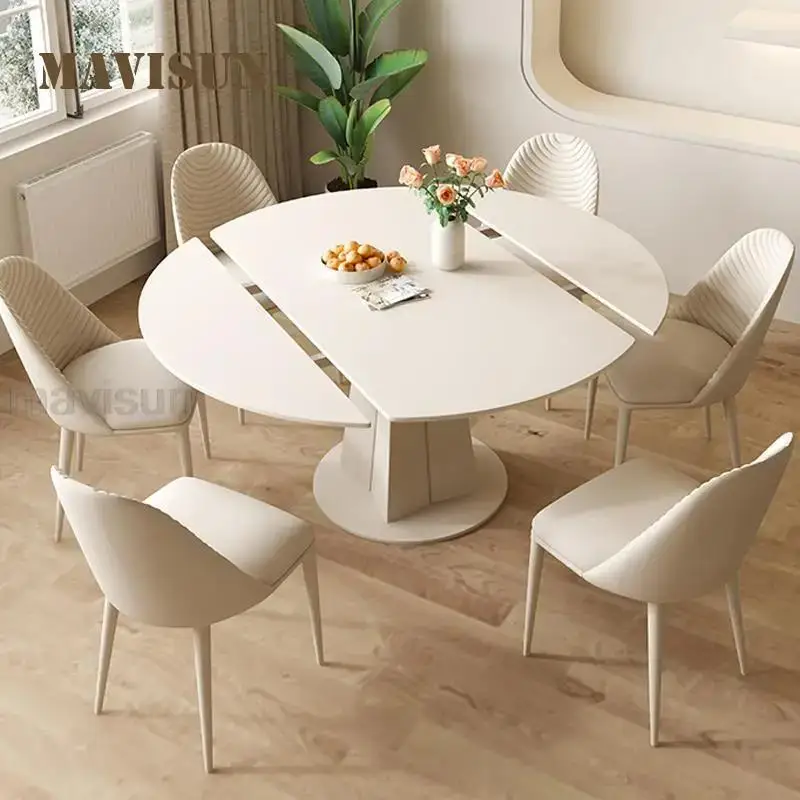 Italian Style Minimalist Dining Table 4 Chairs In White Function Kitchen Furniture Small Apartment Convertible Rectangular Table