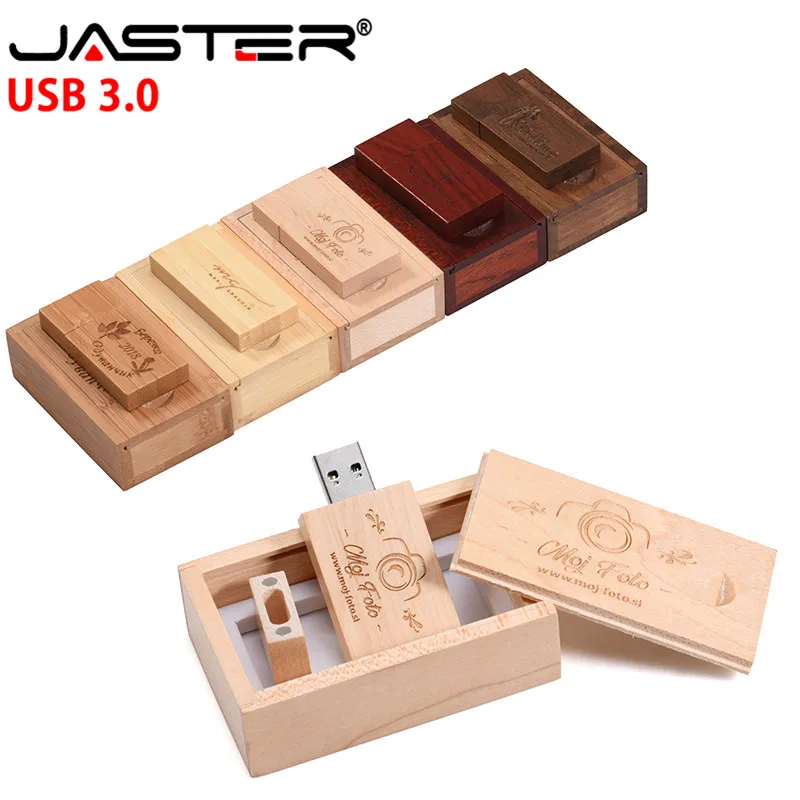 JASTER promotion USB 3.0 External Storage (free custom brand) creative wooden usb+box thumb drive 4GB/8GB/16GB/32GB/64GB