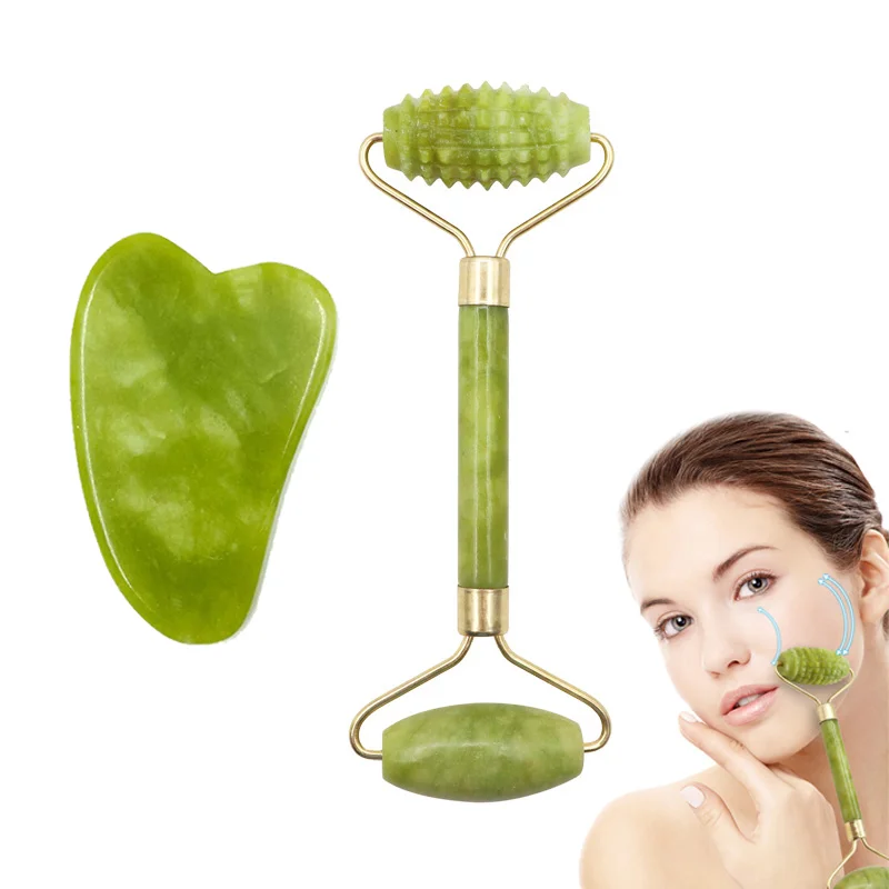 Jade Stone Facial Massage Roller For Face Eye Face Neck Natural Massager Guasha Scraper Thin Face Lift Beauty Slimming Roller