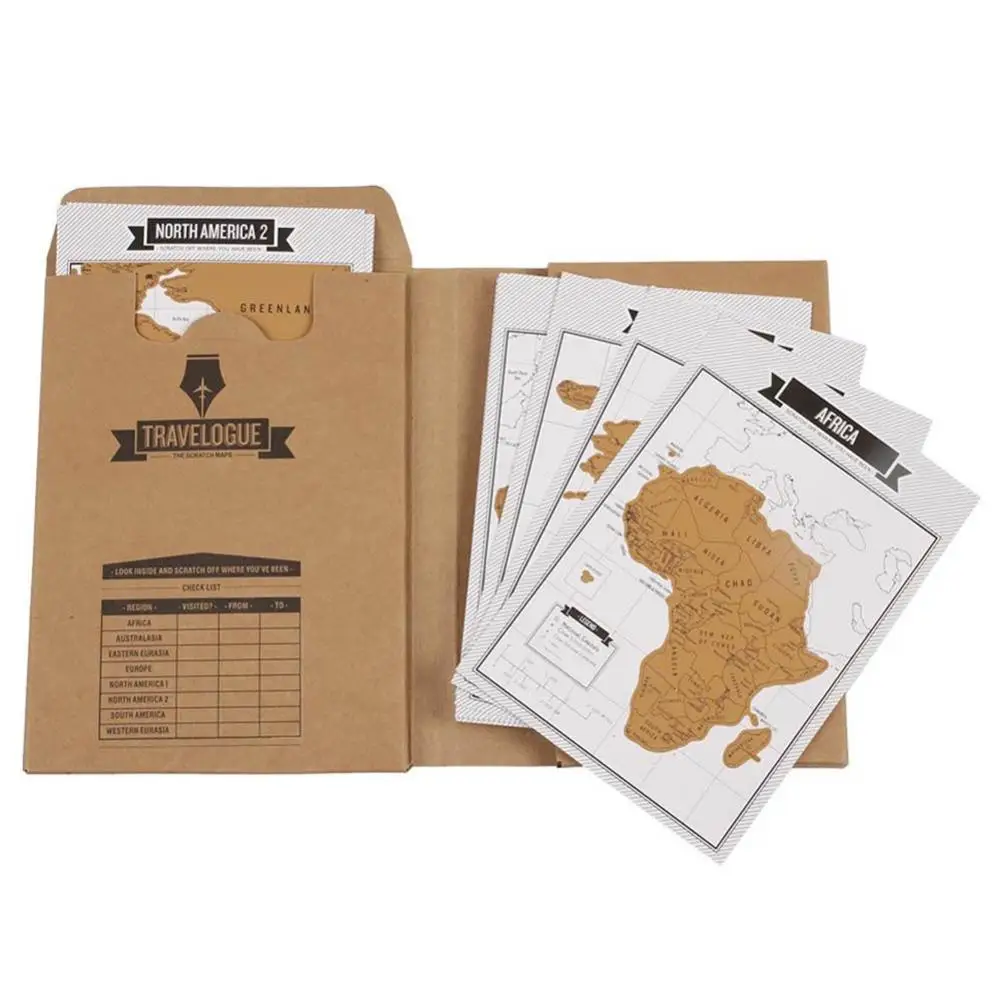 Journal Diary Scratch Scraping Card World Map Travelogue Travel Log Notebooks Educational Toy for Children Gifts