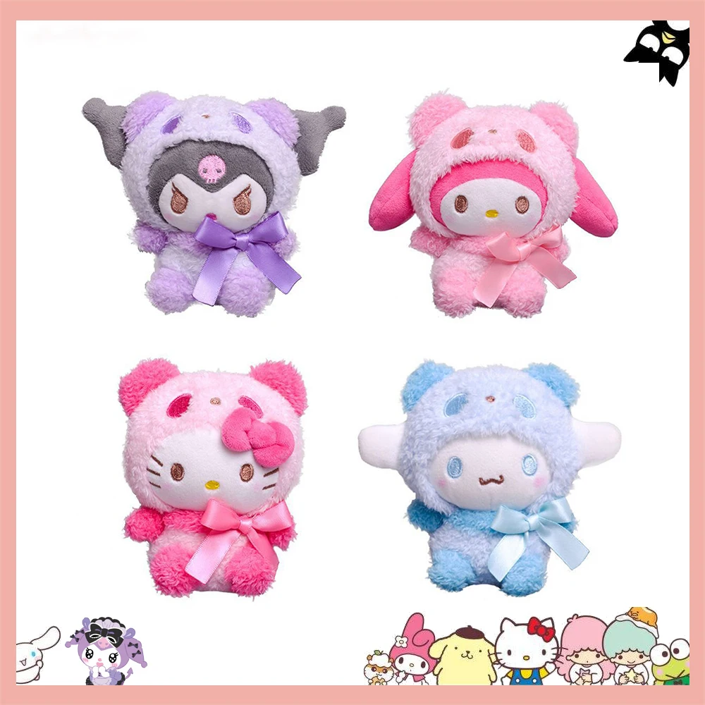 Kawaii Sanrio Keychain Kuromi Keyring Doll Plush Cinnamoroll Stuffed Y2K Hello Kitty Backpack Pendant My Melody Plushies Toy Kid